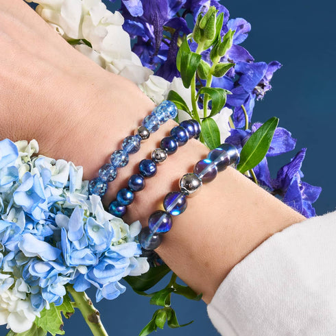 Mitternachtsblau | 925er Sterlingsilber | Süßwasserperlenarmband