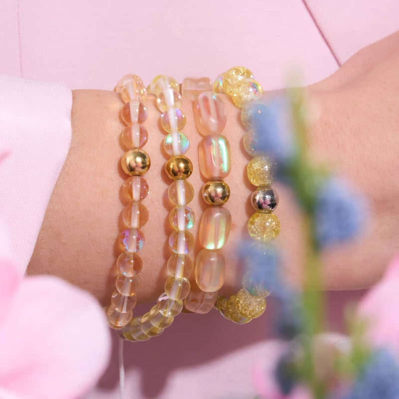Champagner-Supernova | 925er Sterlinggold Vermeil | Galaxie-Glasperlenarmband