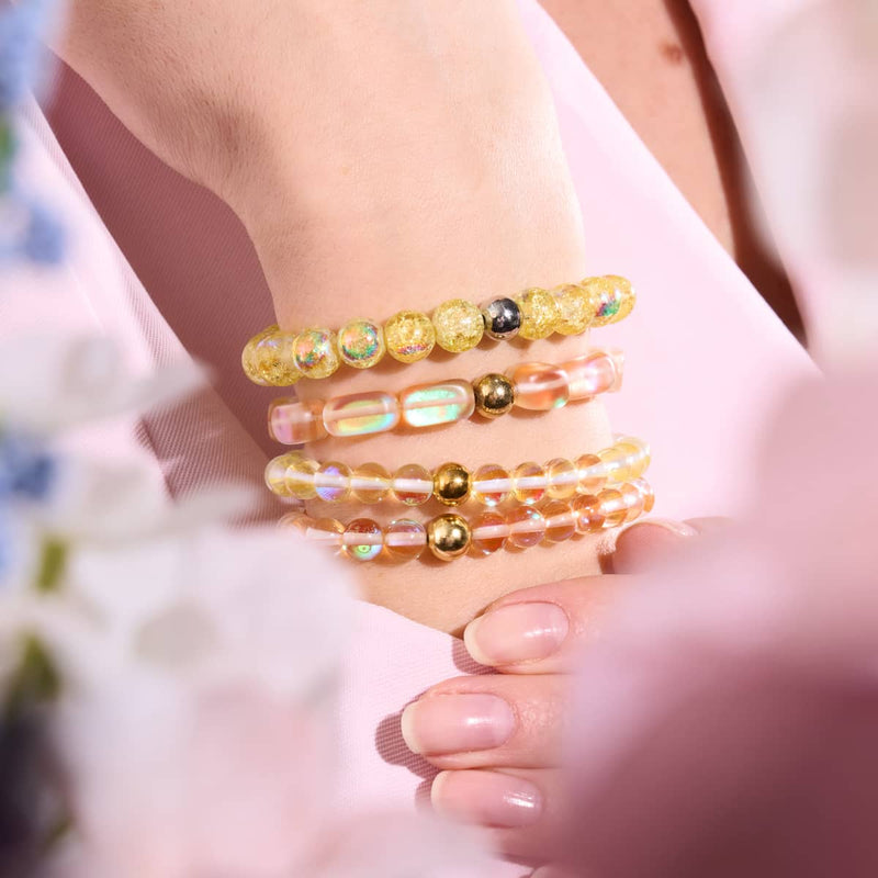 Champagner-Supernova | 925er Sterlinggold Vermeil | Galaxie-Glasperlenarmband