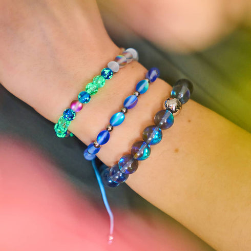 Mondflut | 925er Sterlingsilber | Statement-Armband aus Galaxieglas