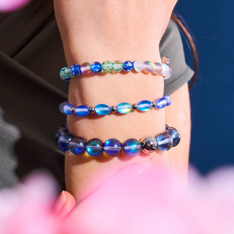 Mondflut | 925er Sterlingsilber | Statement-Armband aus Galaxieglas