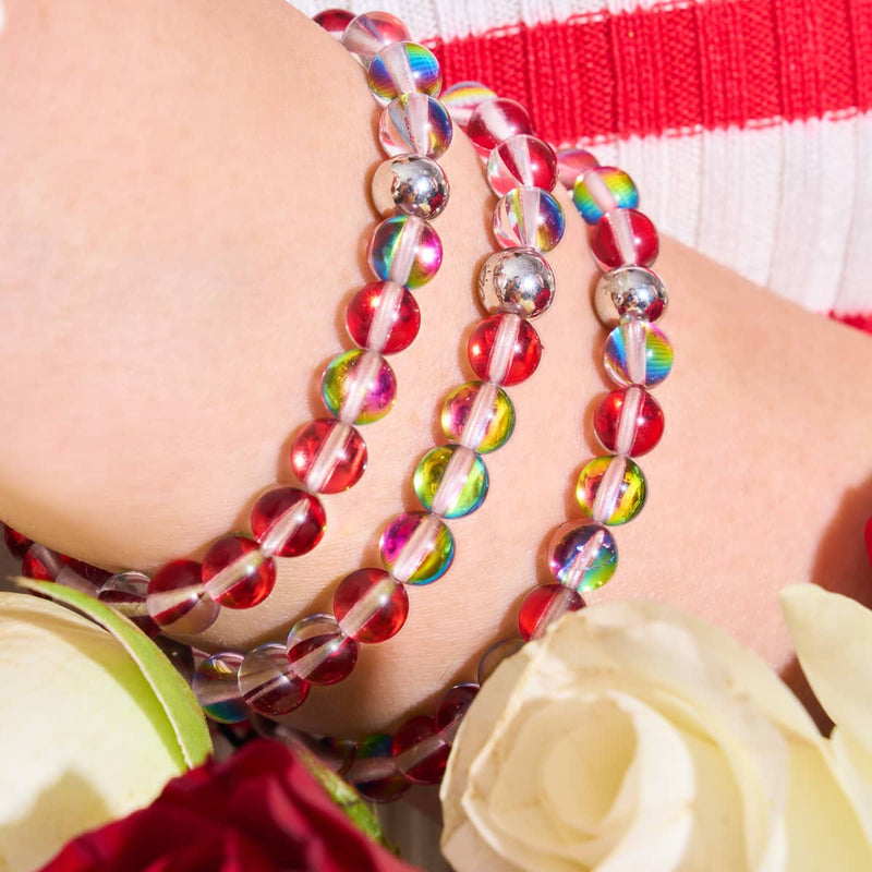 Marsrot | Silber | Galaxie-Glasperlenarmband