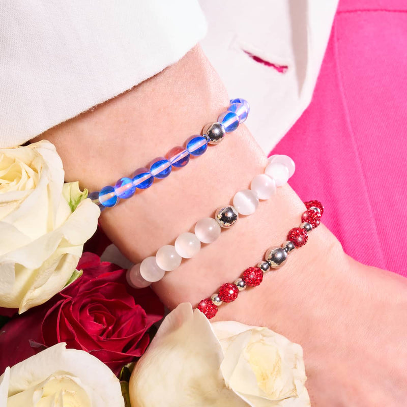 Marsrot | Silber | Galaxie-Glasperlenarmband