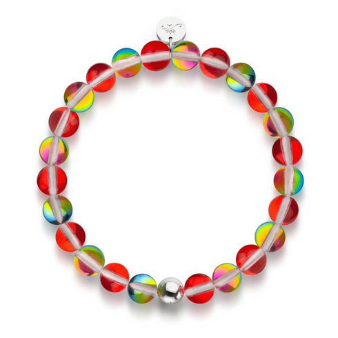 Marsrot | Silber | Galaxie-Glasperlenarmband
