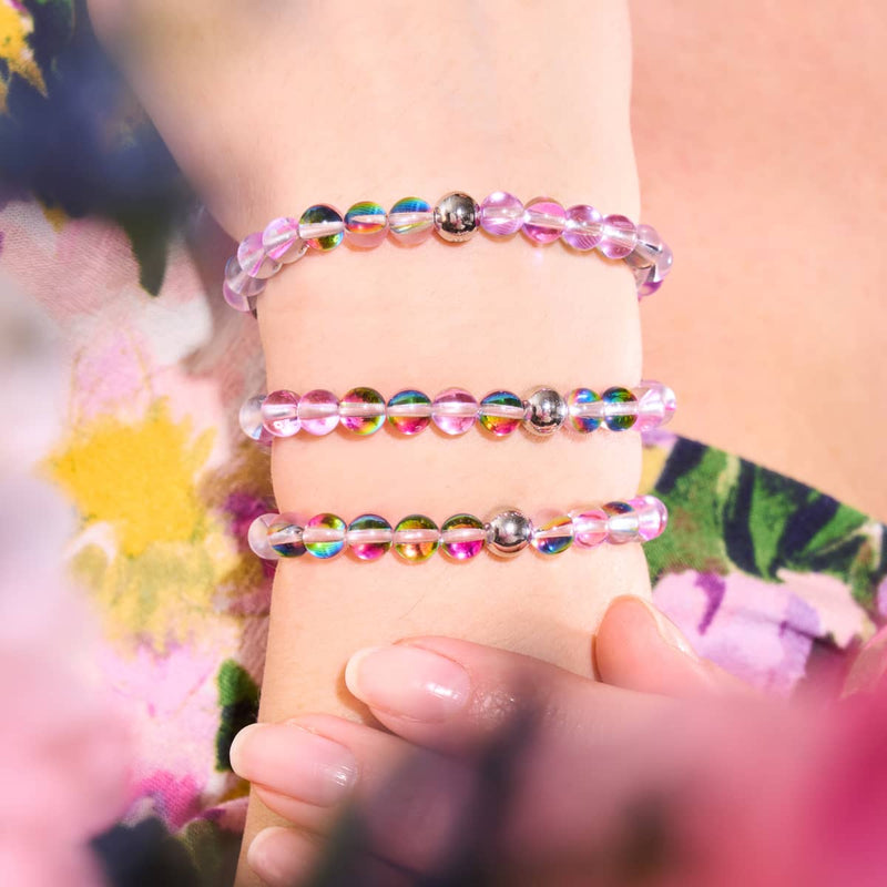 Lila Regen | Silber | Galaxie Glasperlenarmband