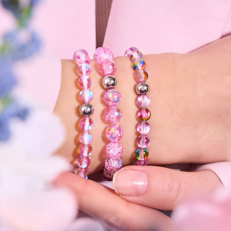 Lila Regen | Silber | Galaxie Glasperlenarmband