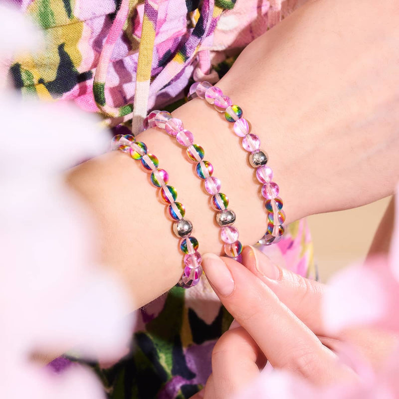 Lila Regen | Silber | Galaxie Glasperlenarmband