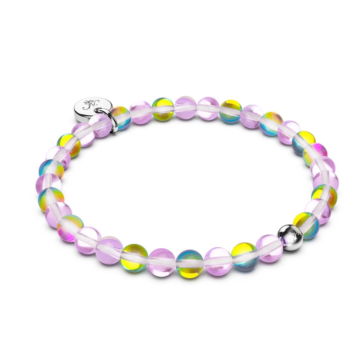Lila Regen | Silber | Galaxie Glasperlenarmband