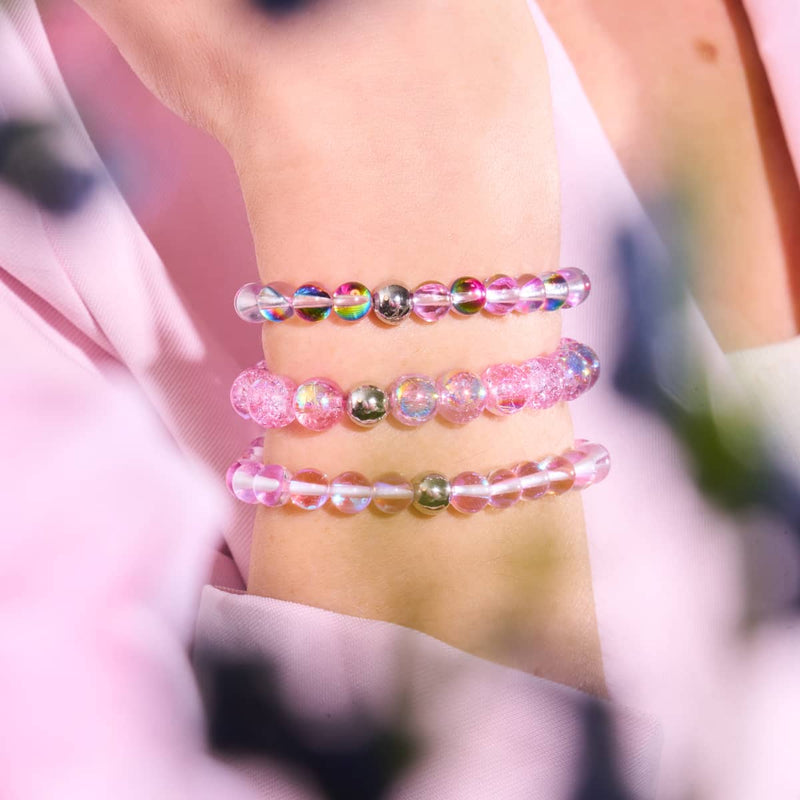 Lila Regen | Silber | Galaxie Glasperlenarmband