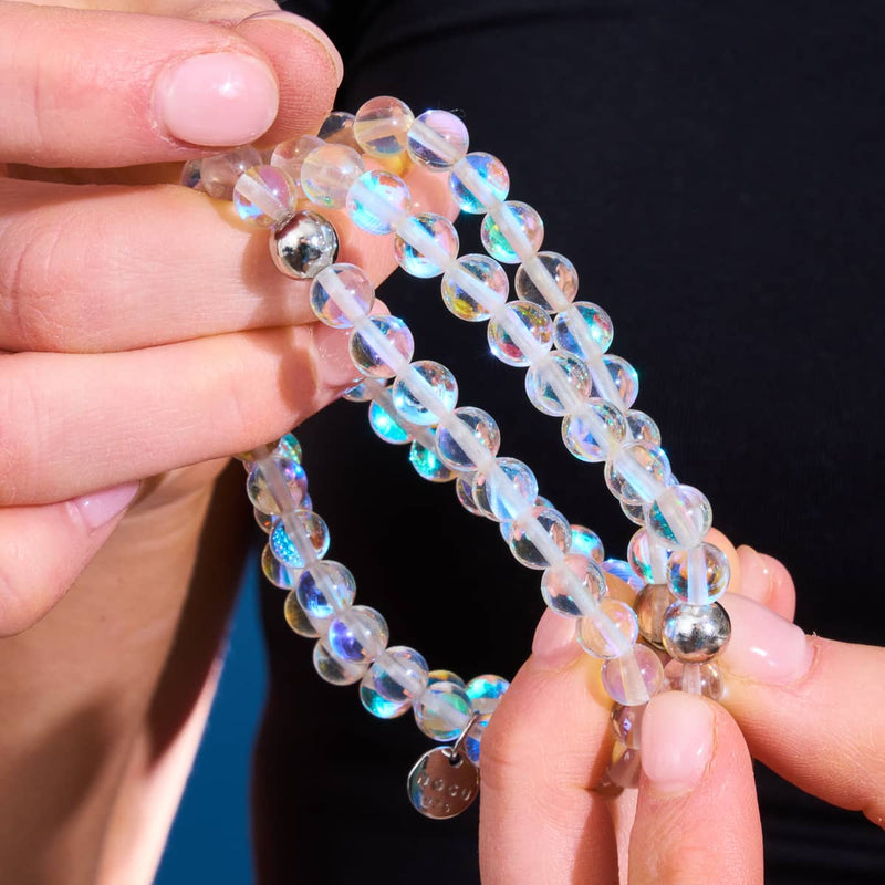 Regenbogen-Supernova | 925er Sterlingsilber | Galaxie-Glasperlenarmband