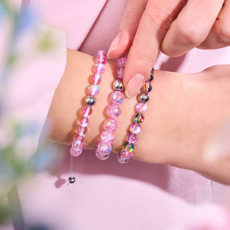 Ultraviolett | Silber | Galaxie Glas Makramee Perlen Armband