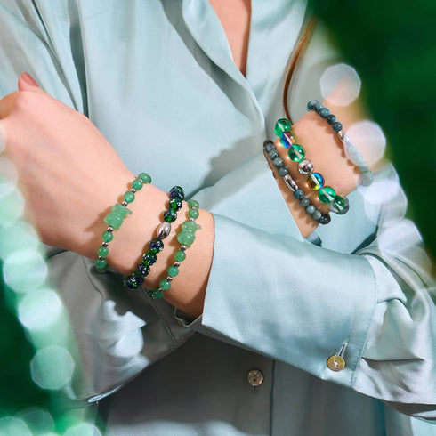 Glücksbringer | Edelsteinbär-Armband | Grüner Aventurin