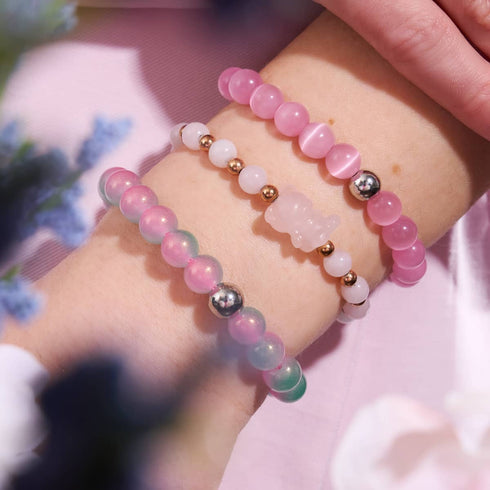 Persephone | Gemmy Bear Armband | Rosenquarz x 18 Karat Roségold