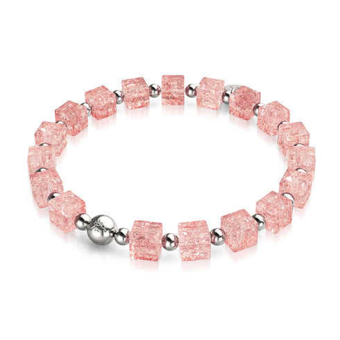 Erdbeer-Slush | Glitzerglas | Zuckerwürfel-Armband