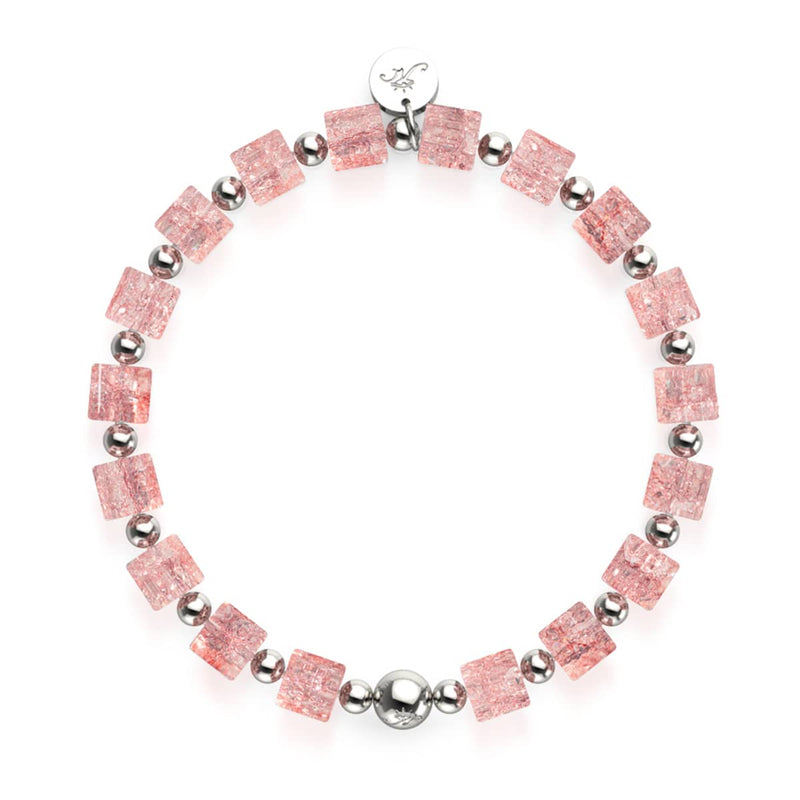 Erdbeer-Slush | Glitzerglas | Zuckerwürfel-Armband