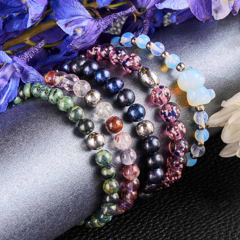 Lila Geisterquarz | Silber | Heilendes Edelsteinperlenarmband
