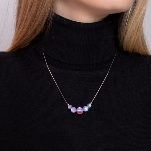 Rosa | 925 Sterling Silber | Meerjungfrau Glas Unendlichkeitsverschluss Fußkettchen