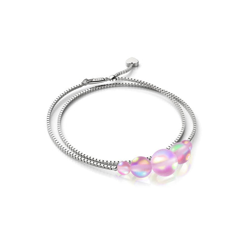 Rosa | 925 Sterling Silber | Meerjungfrau Glas Unendlichkeitsverschluss Fußkettchen