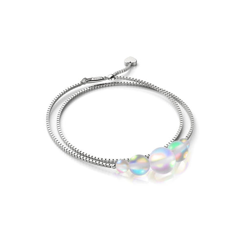 Regenbogenweiß | 925 Sterlingsilber | Fußkettchen mit Meerjungfrau-Glas-Unendlichkeitsverschluss