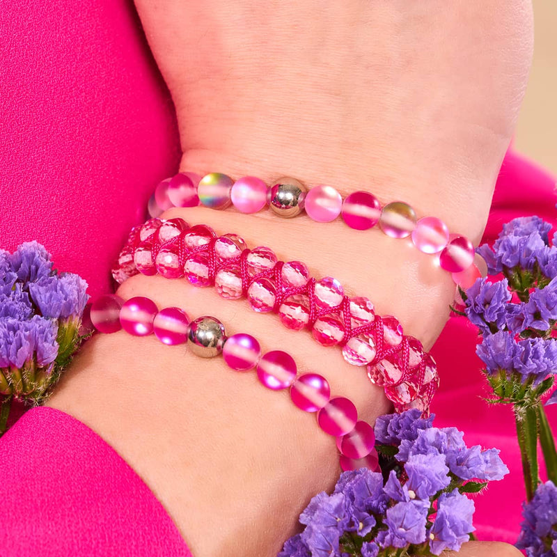 Magenta Magie | Silber | Meerjungfrau Glasperlen Armband