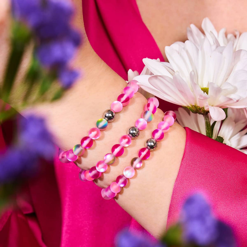 Magenta Magie | Silber | Meerjungfrau Glasperlen Armband