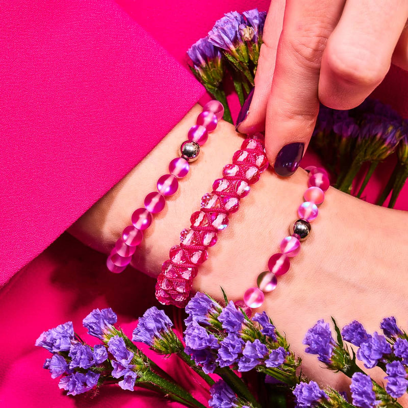 Magenta | Silber | Meerjungfrau Glasperlenarmband
