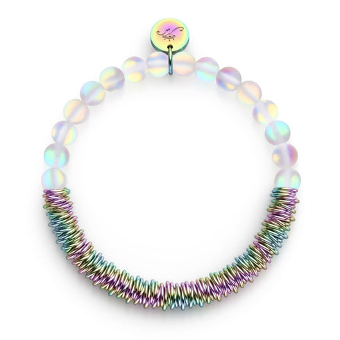 Regenbogenweiß | Einhorn Silber | Meerjungfrau Glas x Links of Love Armband
