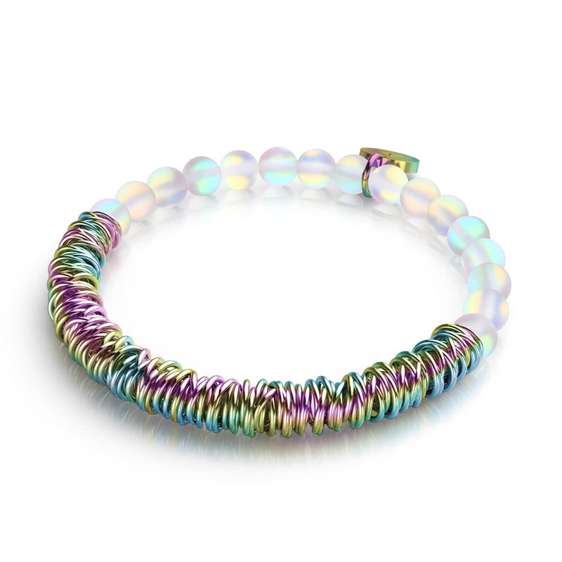 Regenbogenweiß | Einhorn Silber | Meerjungfrau Glas x Links of Love Armband