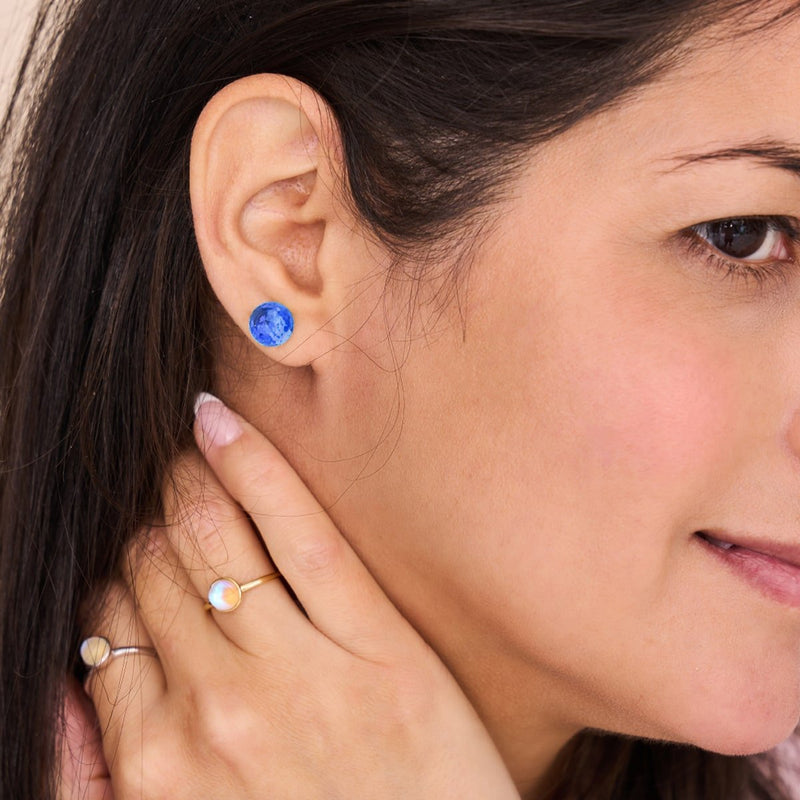 Saphir | 925er Sterlingsilber | Prisma-Ohrstecker