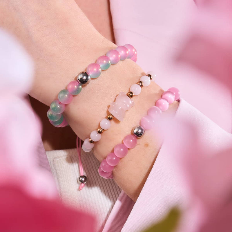 Geschnittene Melone | Schimmerndes Glas | Makramee-Armband