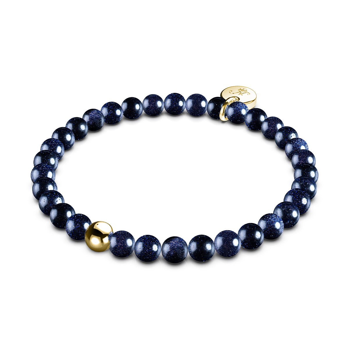 Blauer Sandstein | 925er Sterlinggold Vermeil | Heilsteinperlenarmband