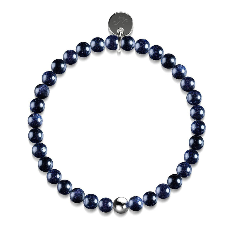 Blauer Sandstein | 925er Sterlingsilber | Armband mit heilenden Edelsteinperlen