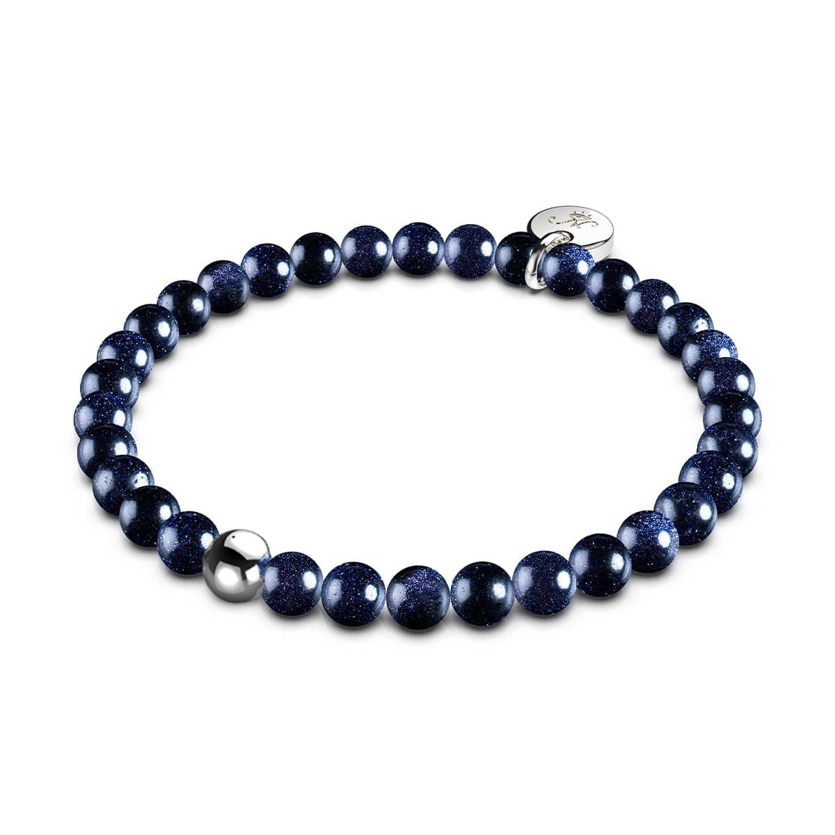 Blauer Sandstein | 925er Sterlingsilber | Armband mit heilenden Edelsteinperlen