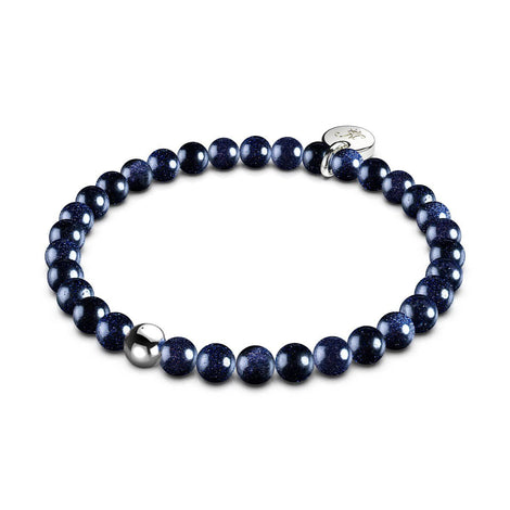 Blauer Sandstein | 925er Sterlingsilber | Armband mit heilenden Edelsteinperlen