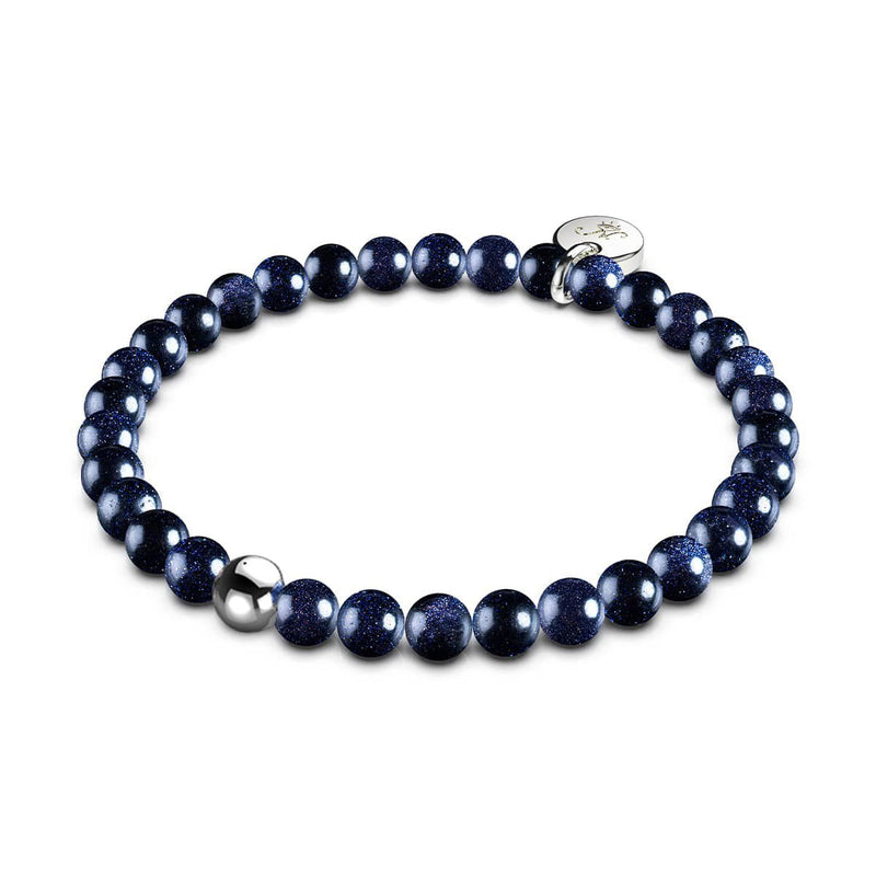 Blauer Sandstein | 925er Sterlingsilber | Armband mit heilenden Edelsteinperlen