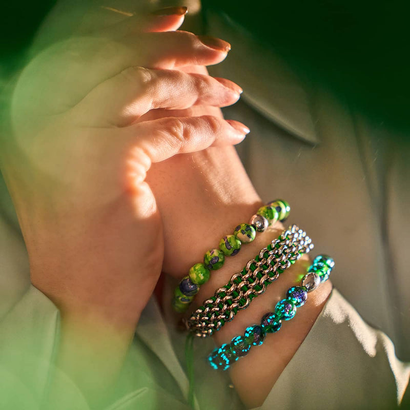 Laubfrosch-Glieder | Original Kismet Armband | Grün x Silber