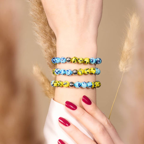 Sonne und Himmel | Ukrainische Hilfe | Glühwürmchen-Glasperlenarmband