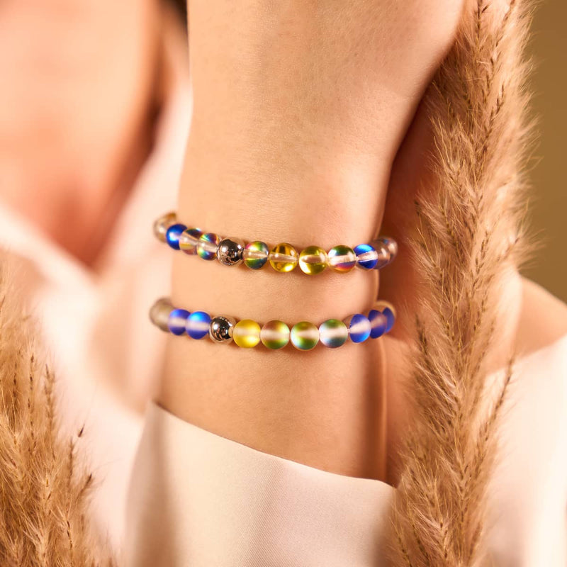 Sonne und Himmel | Ukrainische Hilfe | Galaxie-Glasperlenarmband