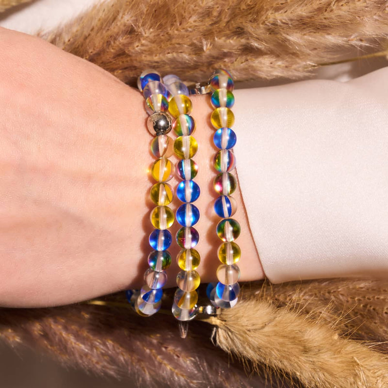 Sonne und Himmel | Ukrainische Hilfe | Galaxie-Glasperlenarmband