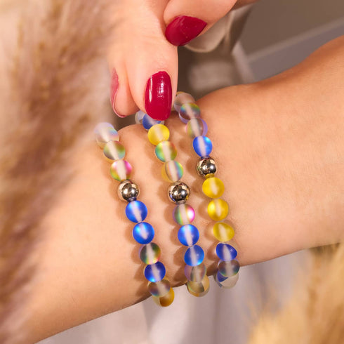 Sonne und Himmel | Ukrainische Hilfe | Meerjungfrau-Glasperlenarmband