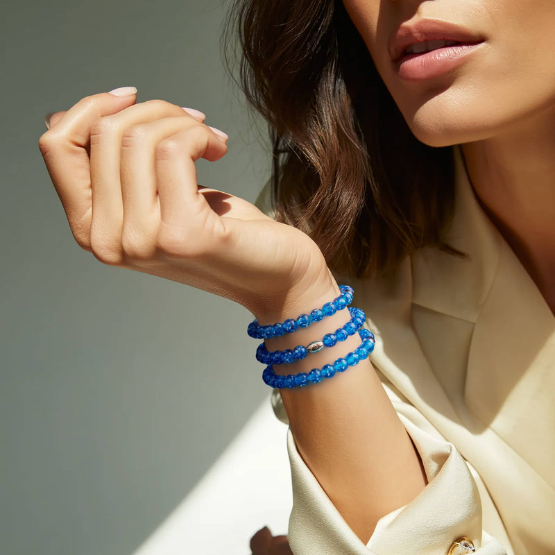 Topasflamme | 925er Sterlingsilber | Glühwürmchen-Glasarmband