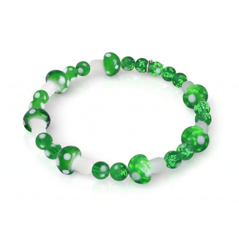 One Up | .925 Sterling Silver | Deluxe Firefly Glass Mushroom Bracelet