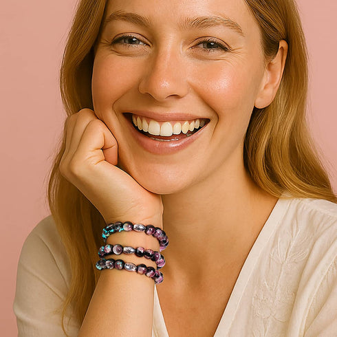 Violetter Mond | 925 Sterling Silber | Mondglas-Armband 