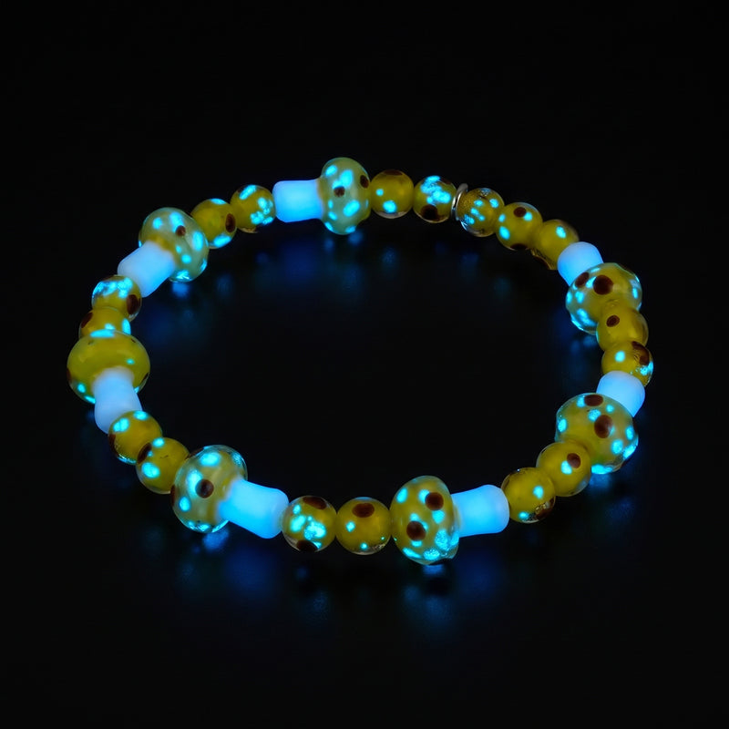 Electric Lemon | .925 Sterling Silver | Deluxe Firefly Glass Mushroom Bracelet