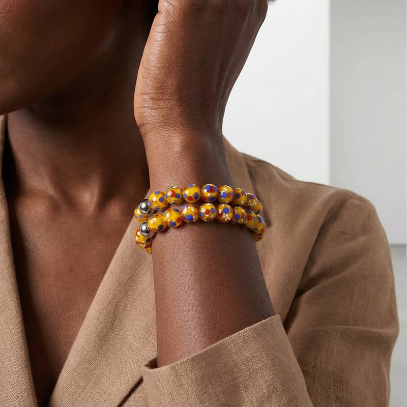 Clementine Splash | Firefly Glass Polka Dot Bracelet