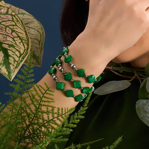 Smaragd Glück | Kleeblatt Armband