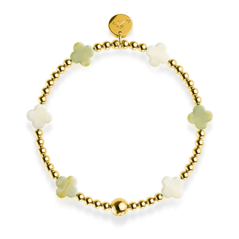 Glückslorbeer | Gold | Kleeblatt-Essenz-Armband 