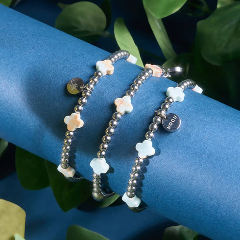Nebelige Wiese | Silber | Kleeblatt-Essenz-Armband 