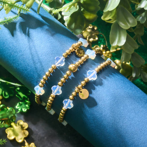 Kleeblatt im Mondschein | Gold | Kleeblatt-Essenz-Armband 