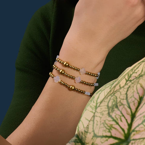 Kleeblatt im Mondschein | Gold | Kleeblatt-Essenz-Armband 